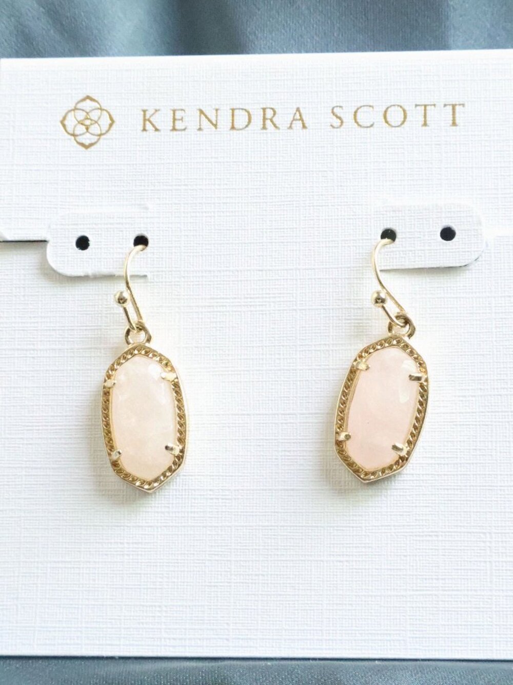 Kendra Scott Lee Gold Drop Earrings - Rose Quartz